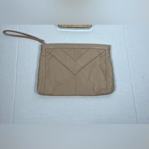 Vintage Bernalini Tan Beige 90’s Leather Clutch Purse Bag